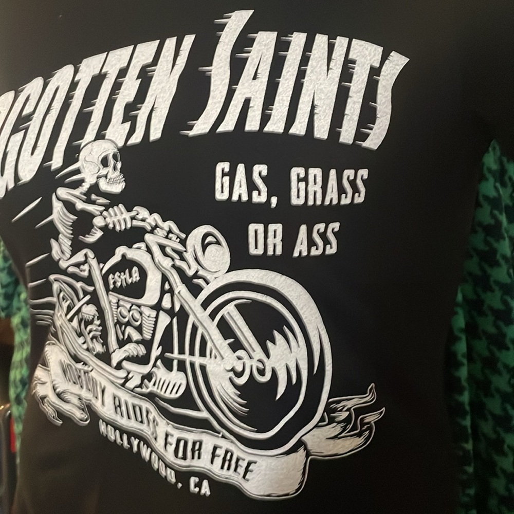 Forgotten Saints short sleeve biker black tee-shirt Large - Picture 2 of 6